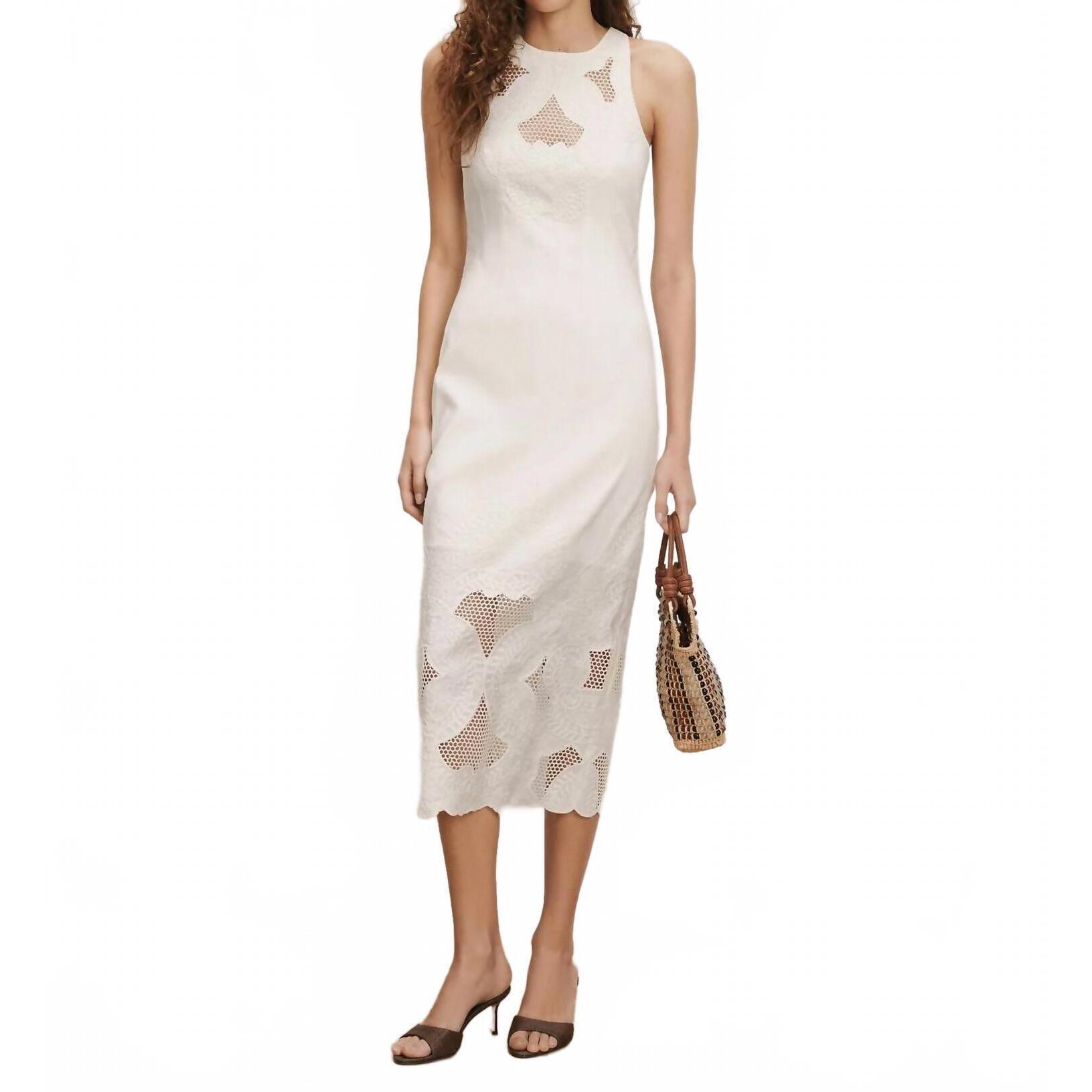 New Veronica Beard Upten Sleeveless Midi Dress In Dove White
